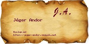 Jéger Andor névjegykártya