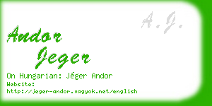 andor jeger business card